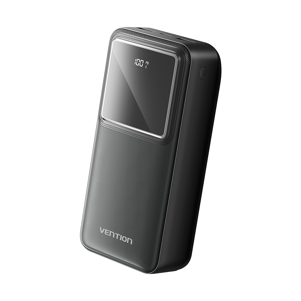 30000mAh (Micro-USB + USB-C + USB-A + USB-A) 22,5W, fekete, LED kijelzős powerbank