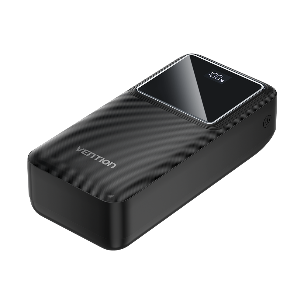 30000mAh (Micro-USB + USB-C + USB-A + USB-A) 22,5W, fekete, LED kijelzős powerbank