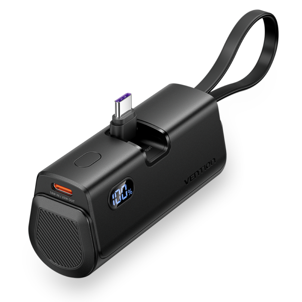 4800mAh (USB-C + Lightning + USB-C) 22,5W, fekete, LED kijelzős powerbank