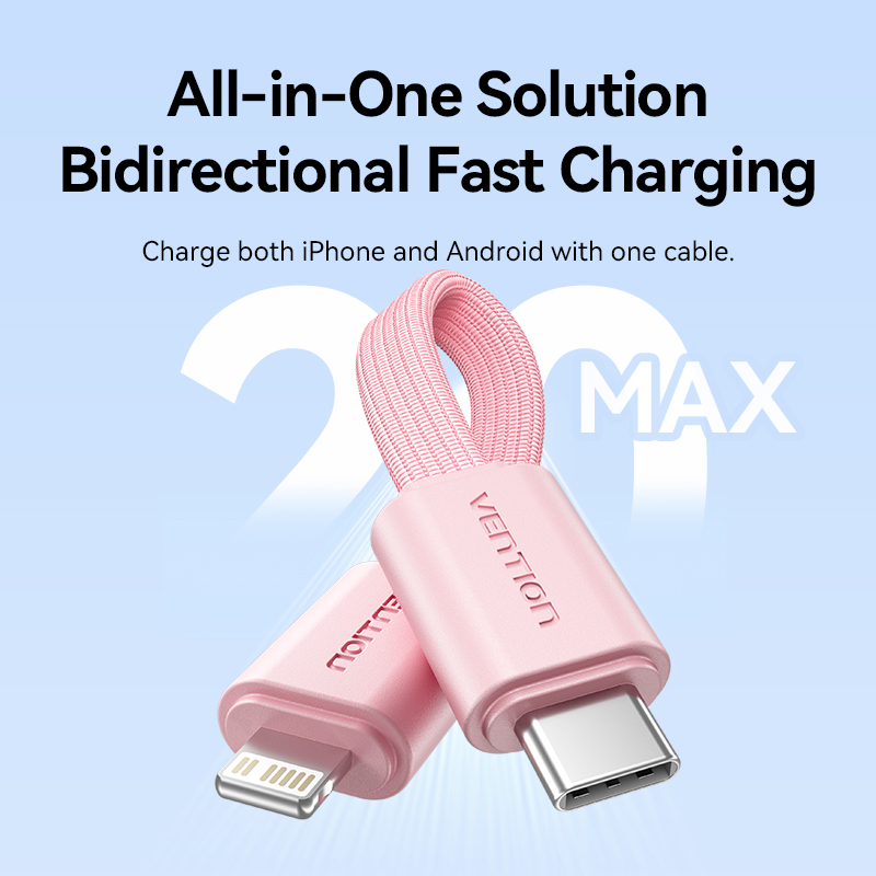 10000mAh (USB-C + Lightning + USB-A) 22,5W, rózsaszín, LED kijelzős powerbank