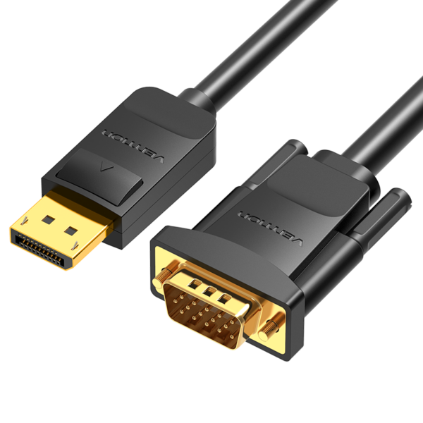 DisplayPort/apa -> VGA/apa, fekete, fonott, 1,5m, DP–VGA kábel