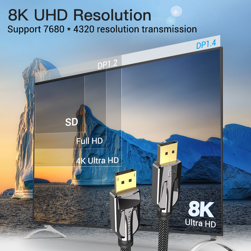 DisplayPort 1.4/apa -> DisplayPort 1.4/apa, fekete, fonott, 8K@60Hz, 1m, 8K DisplayPort kábel