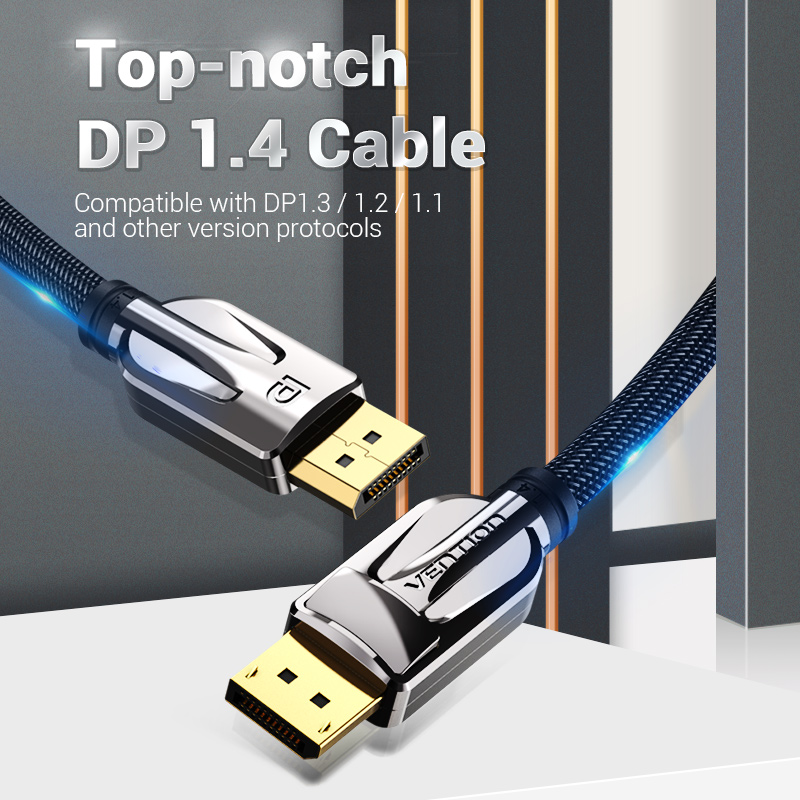 DisplayPort 1.4/apa -> DisplayPort 1.4/apa, fekete, fonott, 8K@60Hz, 1m, 8K DisplayPort kábel