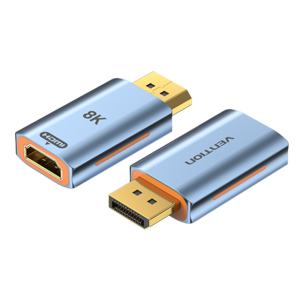 DisplayPort 1.4/apa -> HDMI 2.1/anya, szürke, alumínium ötvözet, 8K@60Hz, DP–HDMI adapter