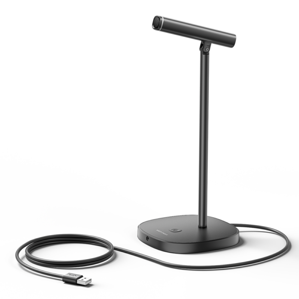 USB asztali mikrofon némítógombbal, fekete színben