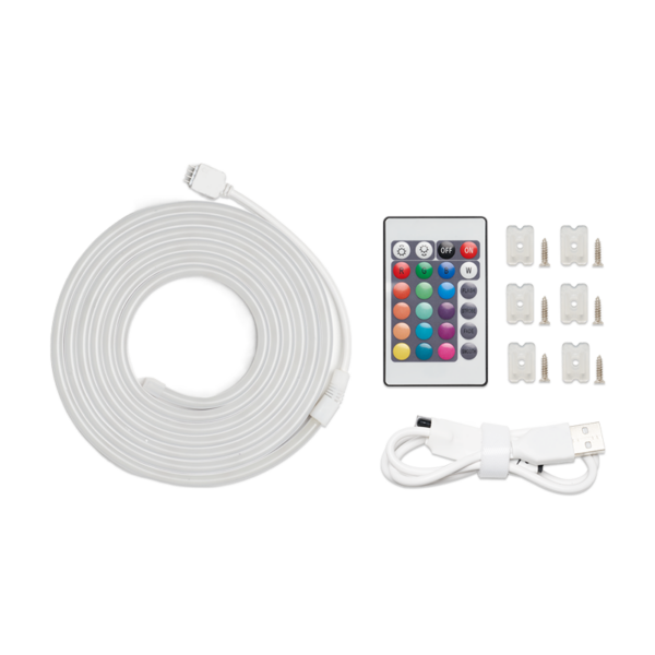 LED szalag, szilikon, RGB, USB 5V, 2m, távirányítóval