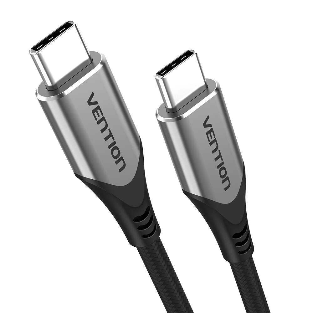 USB-C 3.1/apa -> USB-C 3.1/apa, szürke, fonott, 3A, 60W, 1m, adat- és töltőkábel