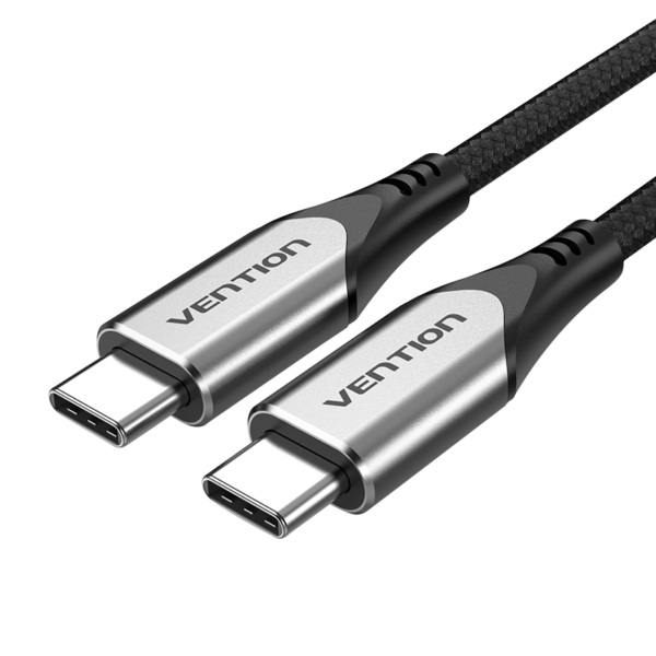 USB-C 3.1/apa -> USB-C 3.1/apa, szürke, fonott, 3A, 60W, 1,5m, adat- és töltőkábel