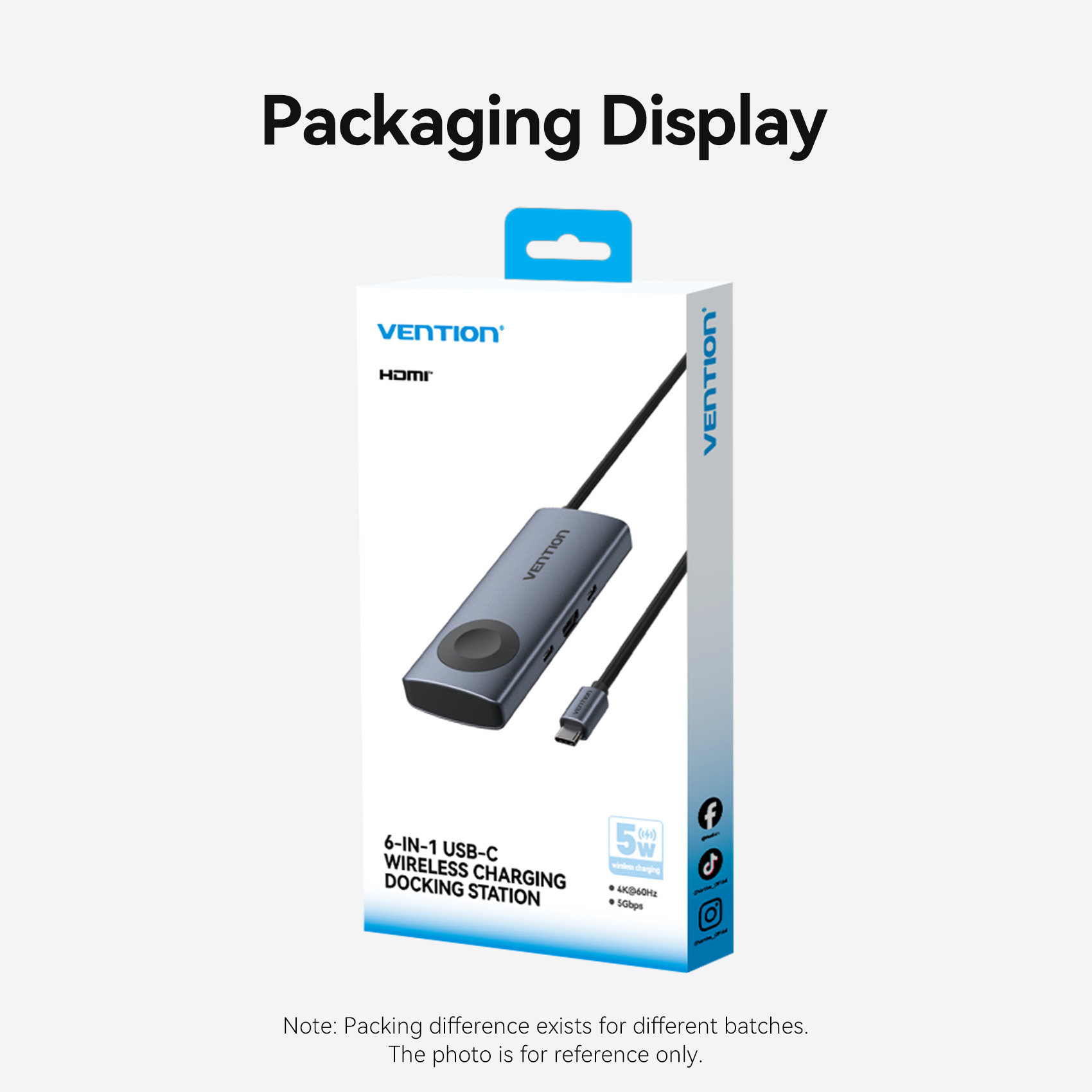5in1 USB-C/apa -> HDMI + 2×USB-A 3.0 + USB-C 3.2 Gen1 + USB-C (PD 100W) + vezeték nélküli töltő, szürke, alumínium házas, 0,11m, dokkoló