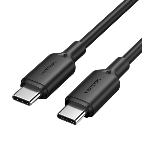 USB-C 2.0/apa -> USB-C 2.0/apa, fekete, PVC, 3A, 60W, 1m, adat- és töltőkábel