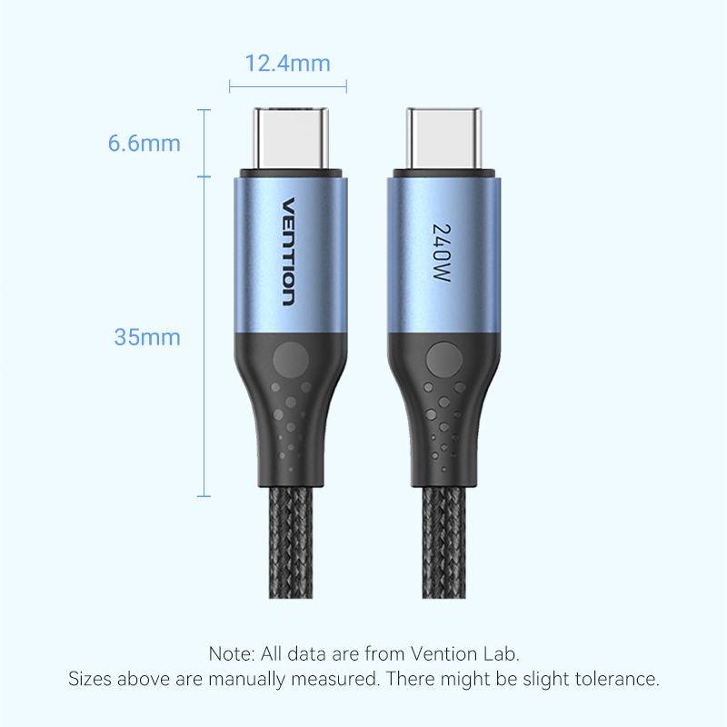 USB-C 2.0/apa -> USB-C 2.0/apa, fekete, nylon fonott, 5A, 240W, 1m, E-Marker chipes, alumínium házas adat- és töltőkábel
