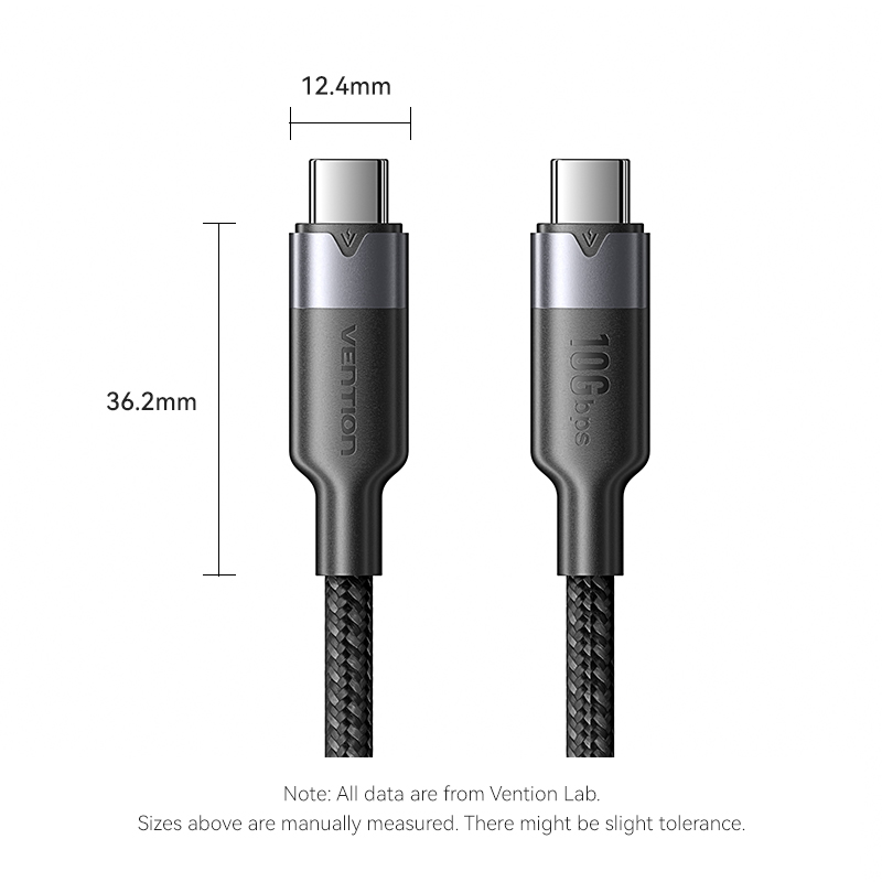 USB-C 3.2 Gen2/apa -> USB-C 3.2 Gen2/apa, fekete, alumínium házas, fonott, 5A, 100W, 4K@60Hz, 0,5m, adat- és töltőkábel
