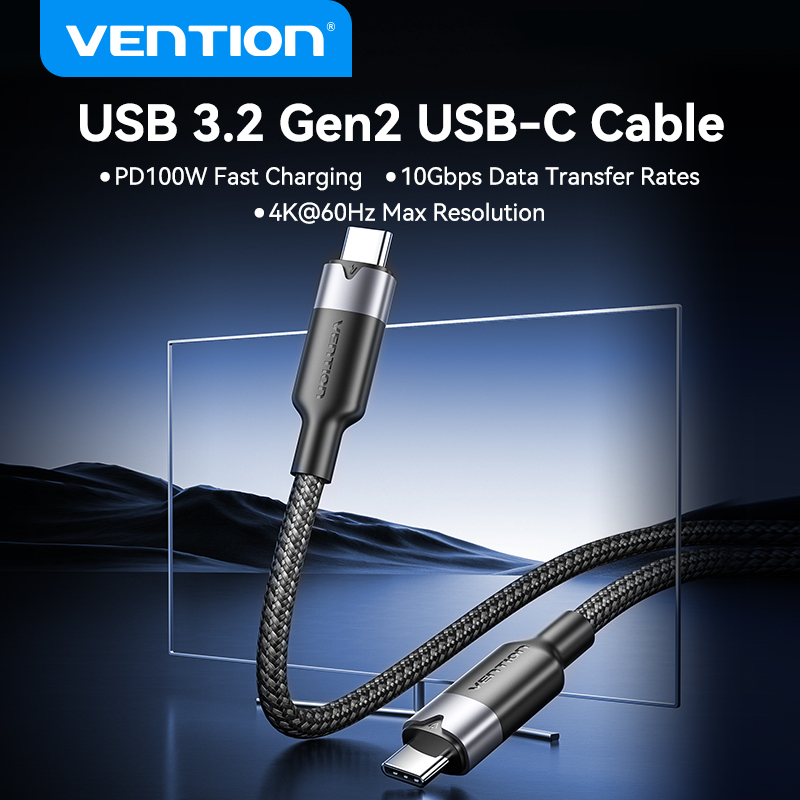 USB-C 3.2 Gen2/apa -> USB-C 3.2 Gen2/apa, fekete, alumínium házas, fonott, 5A, 100W, 4K@60Hz, 0,5m, adat- és töltőkábel