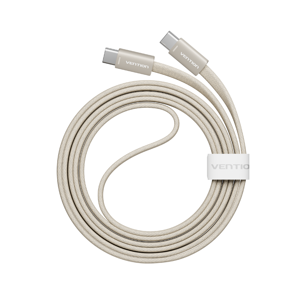 USB-C/apa -> USB-C/apa, arany, fonott, 3A, 60W, 1m, lapos kivitelű, adat- és töltőkábel