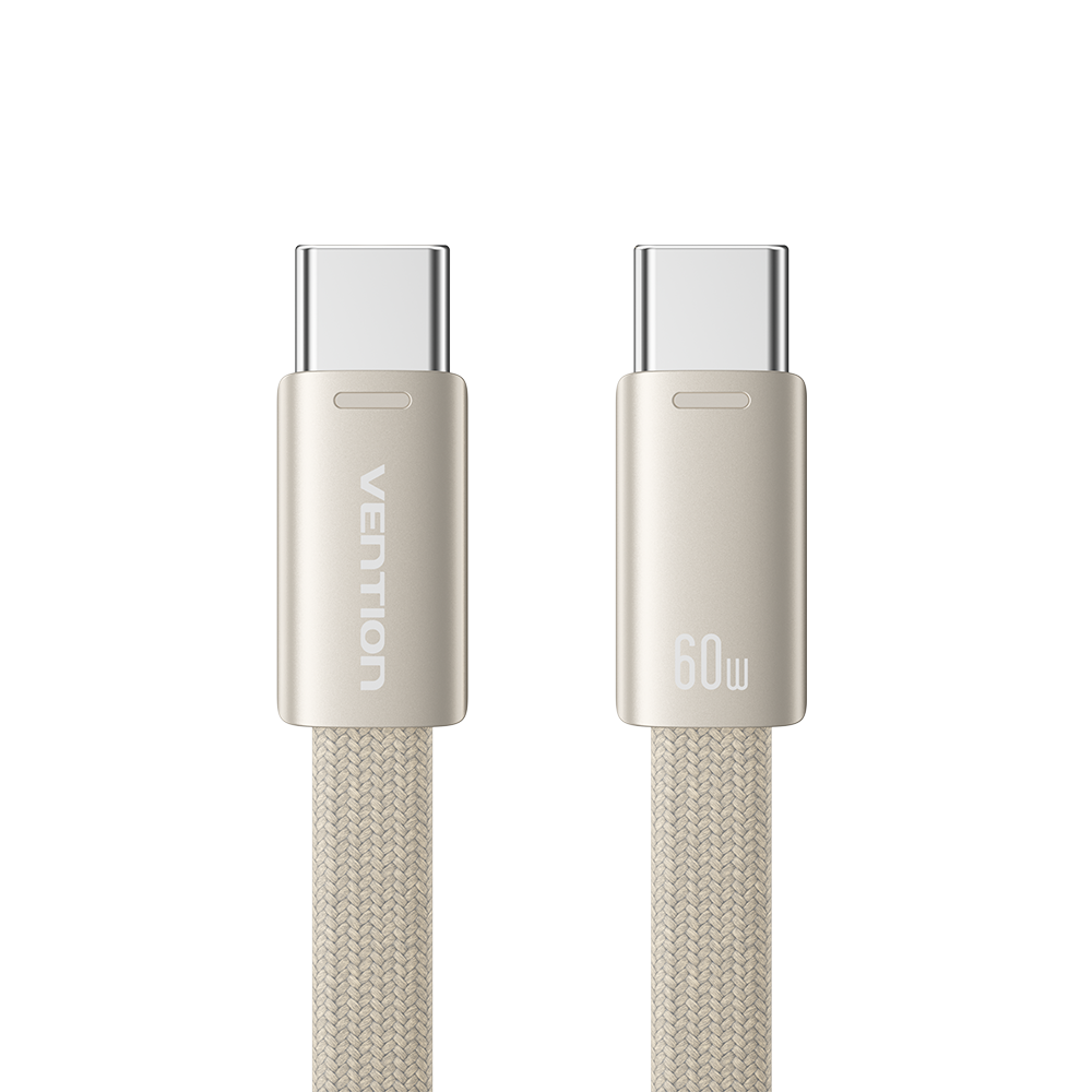 USB-C/apa -> USB-C/apa, arany, fonott, 3A, 60W, 1m, lapos kivitelű, adat- és töltőkábel