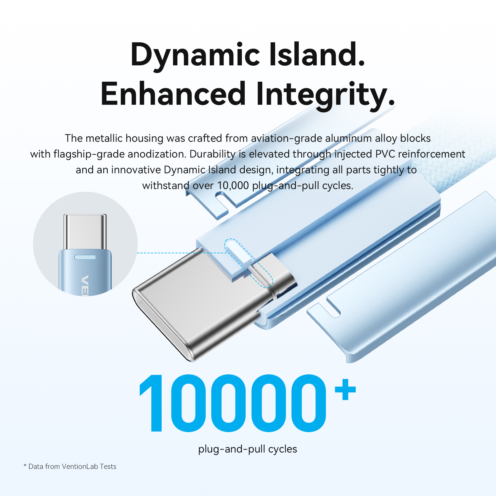 USB-C/apa -> USB-C/apa, kék, fonott, 3A, 60W, 1m, lapos kivitelű, adat- és töltőkábel