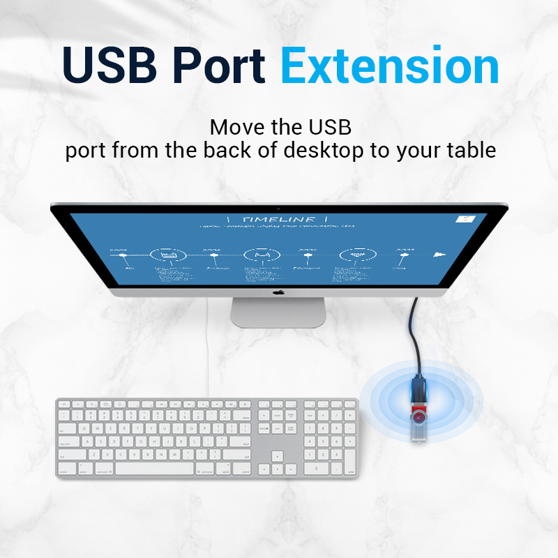 USB-A 2.0/apa -> USB-A 2.0/anya, fekete, PVC, 0,5m, vékony hosszabbító kábel
